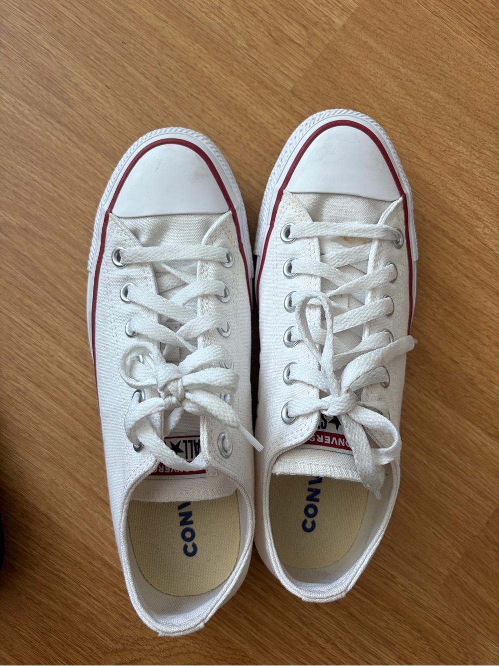Converse Women’s' White Low-Top Canvas Sneakers with Red Trim